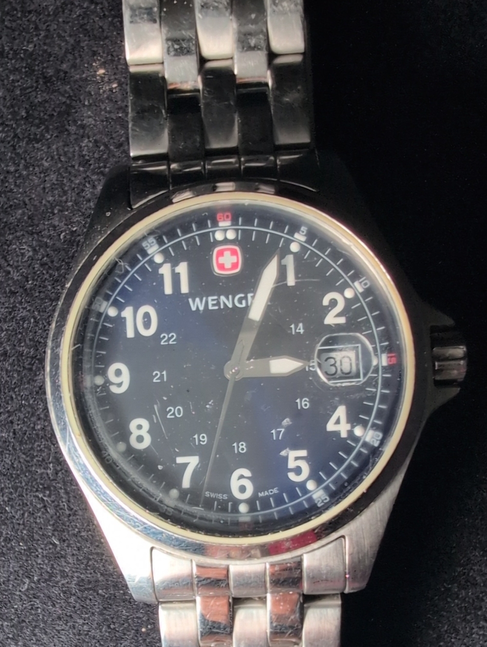 Wenger Men's Black Dial Stainless Steel Self-winding Watch with Date